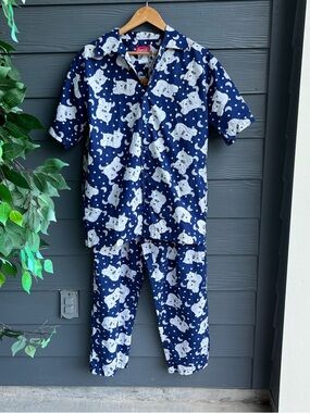 Vintage Coca Cola White Polar Bear Blue Pajama Set Size M,L